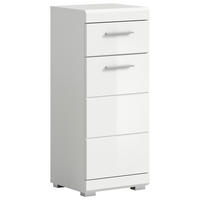 UNTERSCHRANK 37/88/31 cm   - Weiß Hochglanz/Silberfarben, MODERN, Holzwerkstoff/Kunststoff (37/88/31cm) - MID.YOU