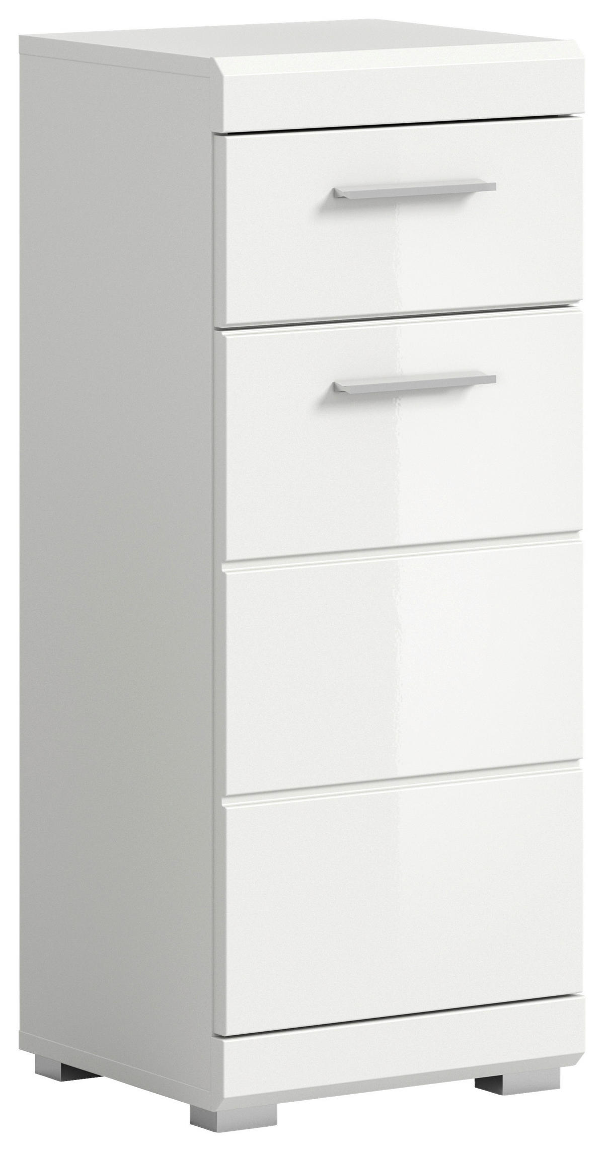 UNTERSCHRANK 37/88/31 cm   - Weiß Hochglanz/Silberfarben, MODERN, Holzwerkstoff/Kunststoff (37/88/31cm) - MID.YOU