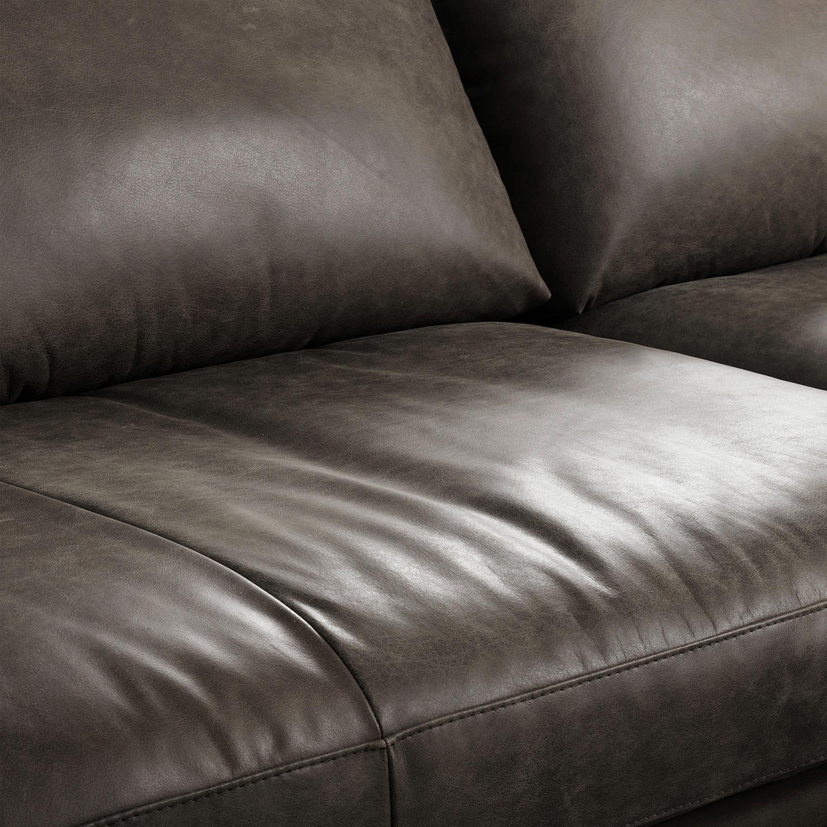 ECKSOFA in Echtleder Fango  - Fango/Schwarz, Design, Leder/Metall (313/172cm) - Livetastic