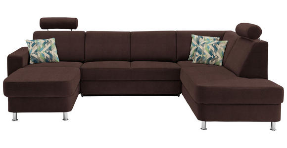 WOHNLANDSCHAFT  in Chenille Dunkelbraun  - Chromfarben/Dunkelbraun, Design, Kunststoff/Textil (165/301/198cm) - Xora