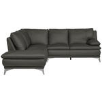 ECKSOFA Dunkelgrün Echtleder  - Chromfarben/Dunkelgrün, Design, Leder/Metall (224/252cm) - Novel