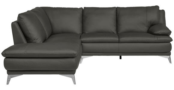 ECKSOFA Dunkelgrün Echtleder  - Chromfarben/Dunkelgrün, Design, Leder/Metall (224/252cm) - Novel