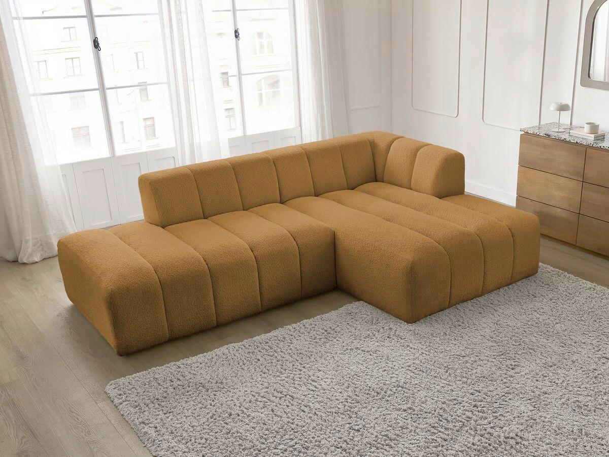 ECKSOFA  ANNECY Gelb Bouclé  - Gelb/Schwarz, MODERN, Kunststoff/Textil (262/170cm)
