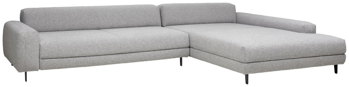 ECKSOFA  in Flachgewebe Hellgrau  225/355 cm  - Anthrazit/Hellgrau, Design, Textil/Metall (225/355cm) - Johann Jakob