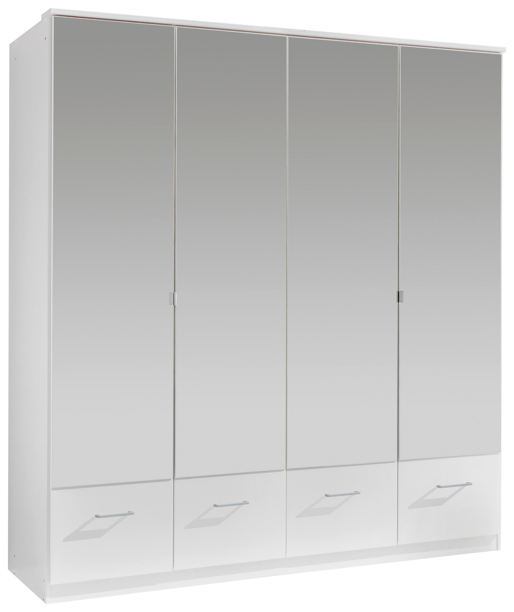 DREHTÜRENSCHRANK in Weiss  - Weiss/Alufarben, Konventionell, Glas/Holzwerkstoff (180/199,5/58cm) - MID.YOU