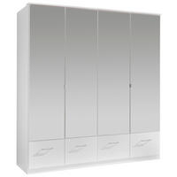 DREHTÜRENSCHRANK 180/199,5/58 cm 4-türig Weiß  - Alufarben/Weiß, KONVENTIONELL, Glas/Holzwerkstoff (180/199,5/58cm) - MID.YOU