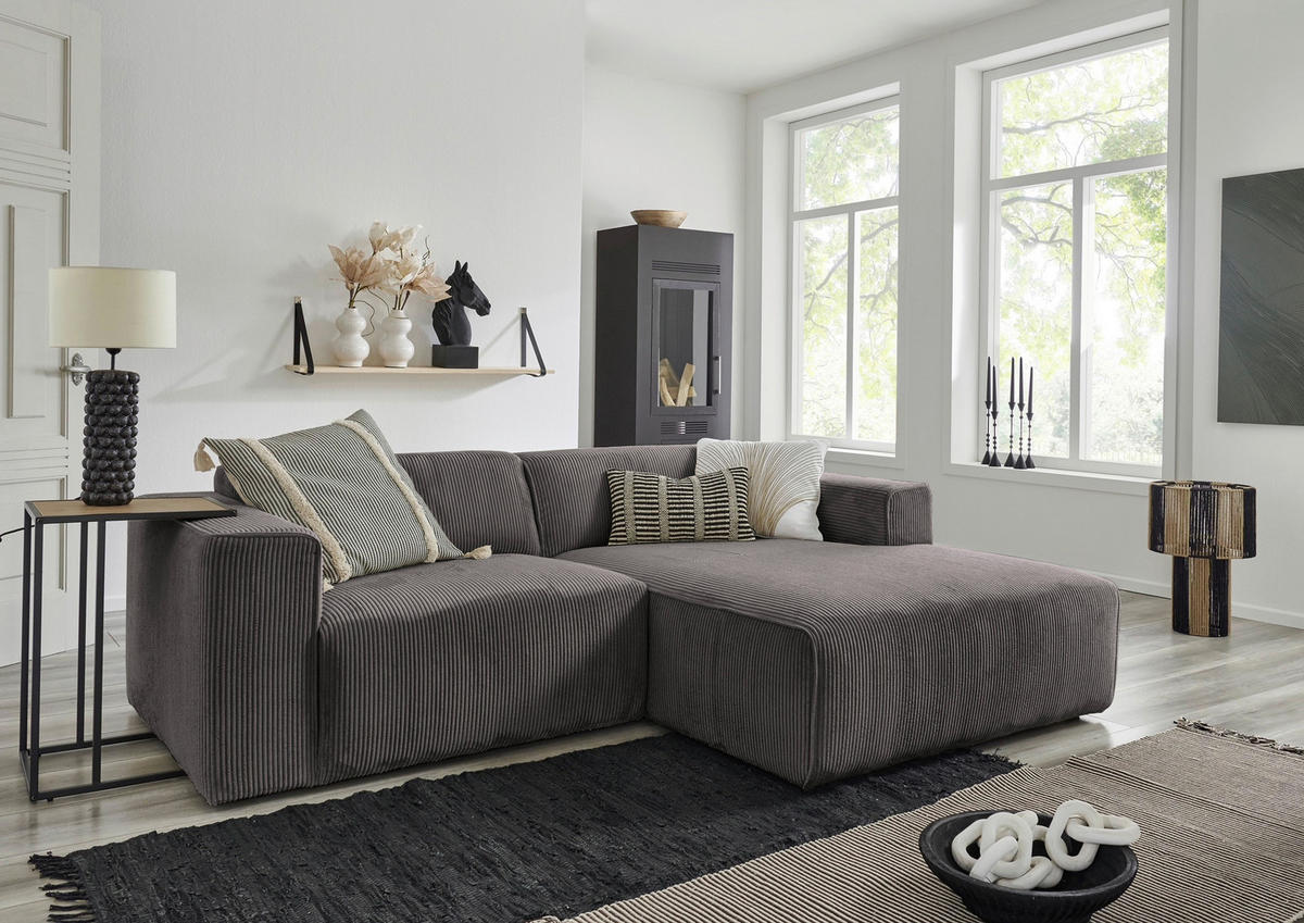 HÖRNSOFFA i manchester grå  - svart/grå, Design, textil/plast (234/161cm) - Livetastic