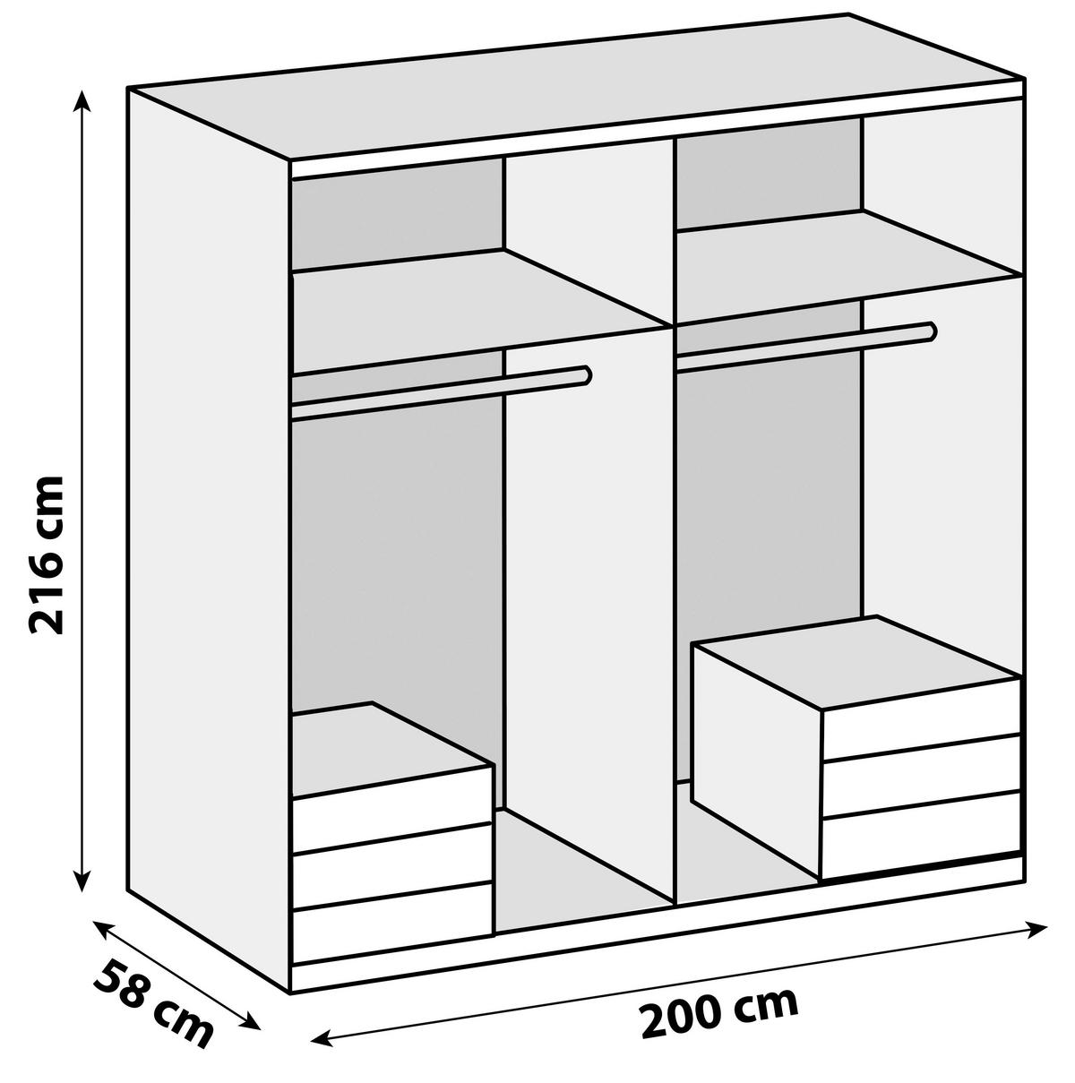 DREHTÜRENSCHRANK in Grau, Weiss  - Chromfarben/Weiss, Modern, Glas/Holzwerkstoff (200/216/58cm) - MID.YOU