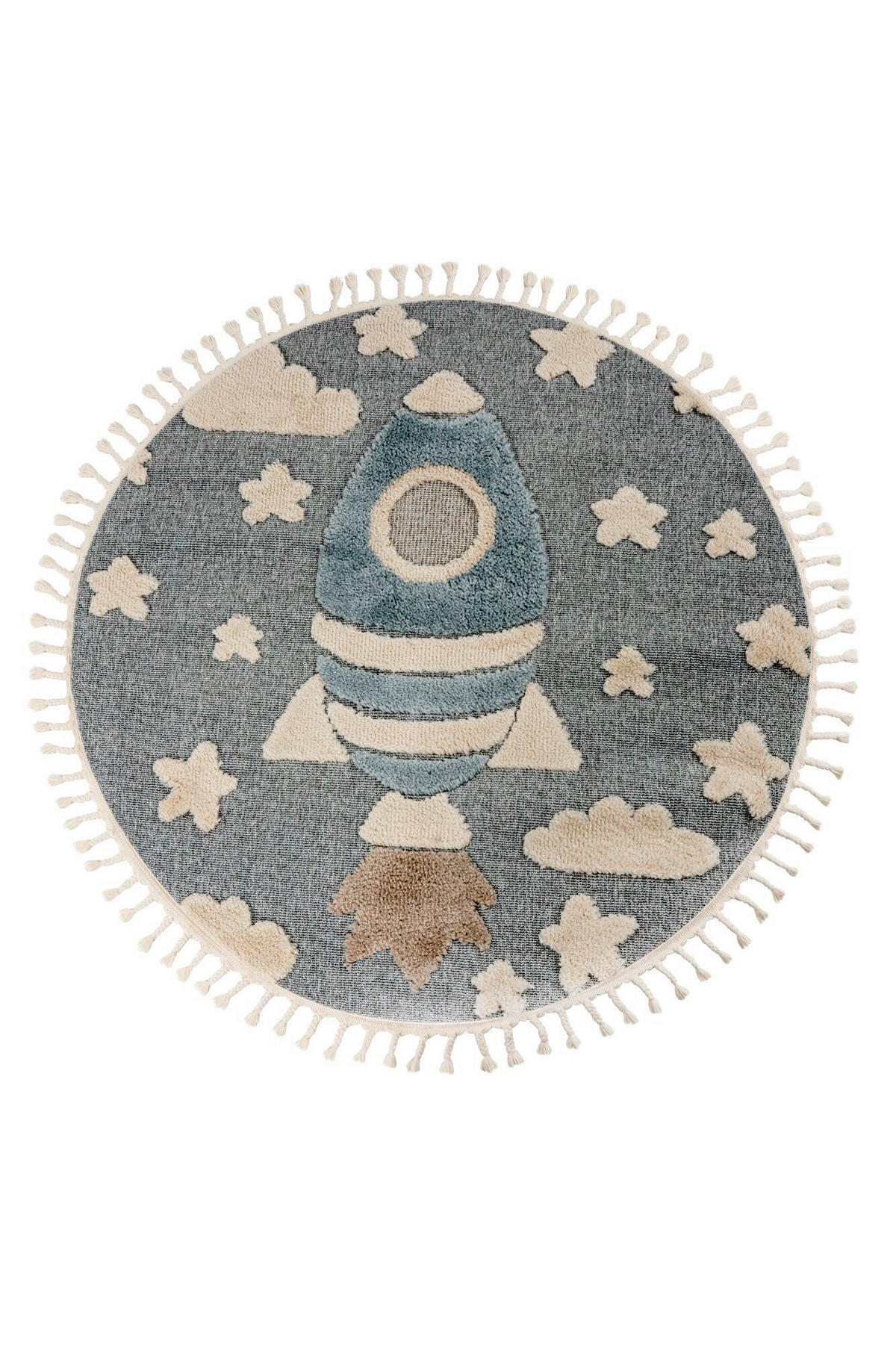 FLACHWEBETEPPICH 133/133 cm Blau rund  - Blau, Basics, Textil (133/133cm) - Kayoom