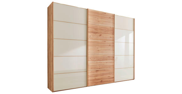 SCHWEBETÜRENSCHRANK 300/236/67 cm 3-türig  - Champagner/Buchefarben, Natur, Glas/Holz (300/236/67cm) - Linea Natura