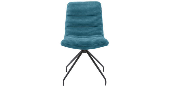 STUHL  in Cord Textil  - Petrol/Schwarz, Design, Textil/Metall (52/88/66cm) - Dieter Knoll