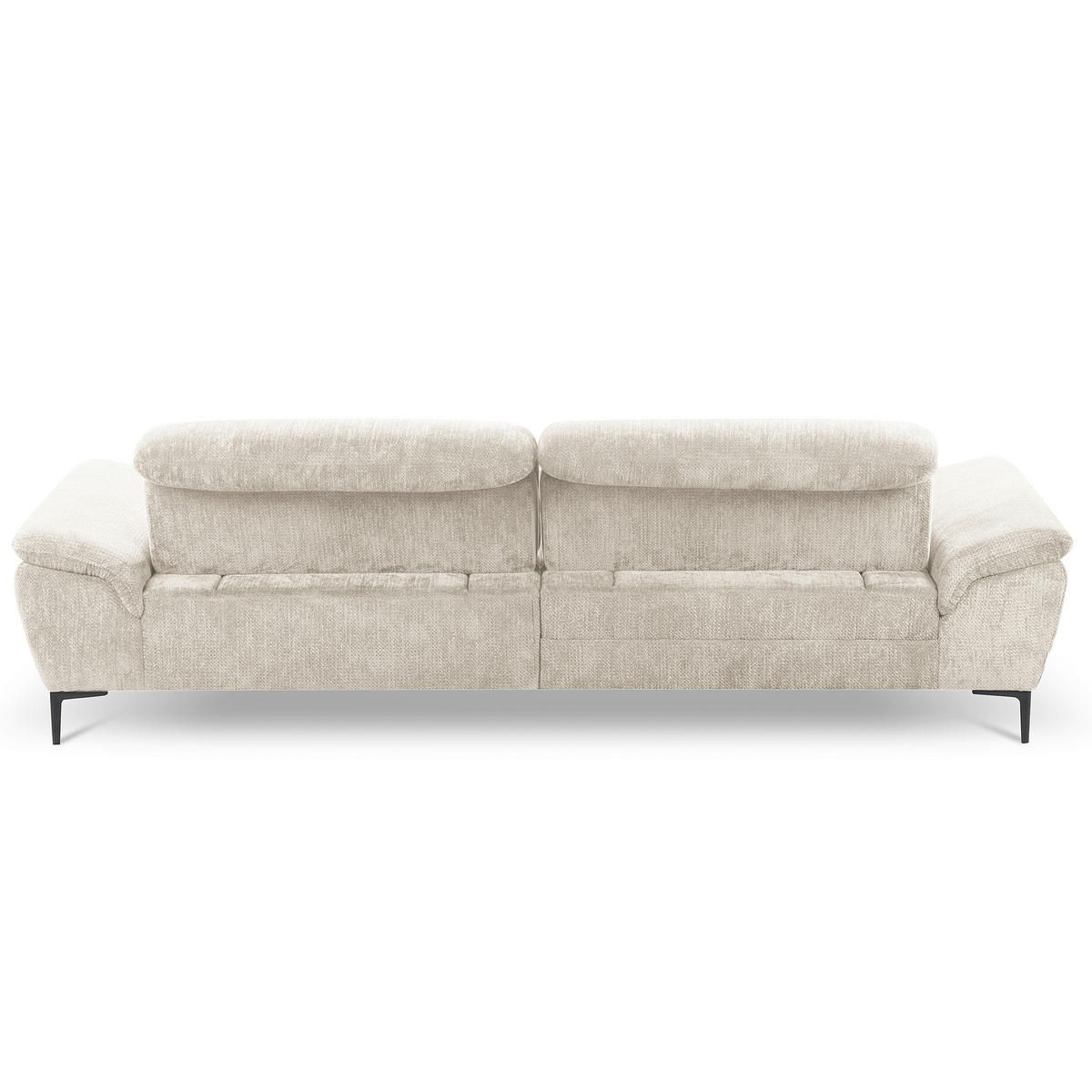 ECKSOFA  Webstoff Weiss  - Weiss/Schwarz, Design, Textil/Metall (195/268cm) - Livetastic