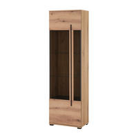 VITRINE  in Eichefarben  - Eichefarben/Schwarz, Design, Glas/Holzwerkstoff (60/200/37cm) - Livetastic