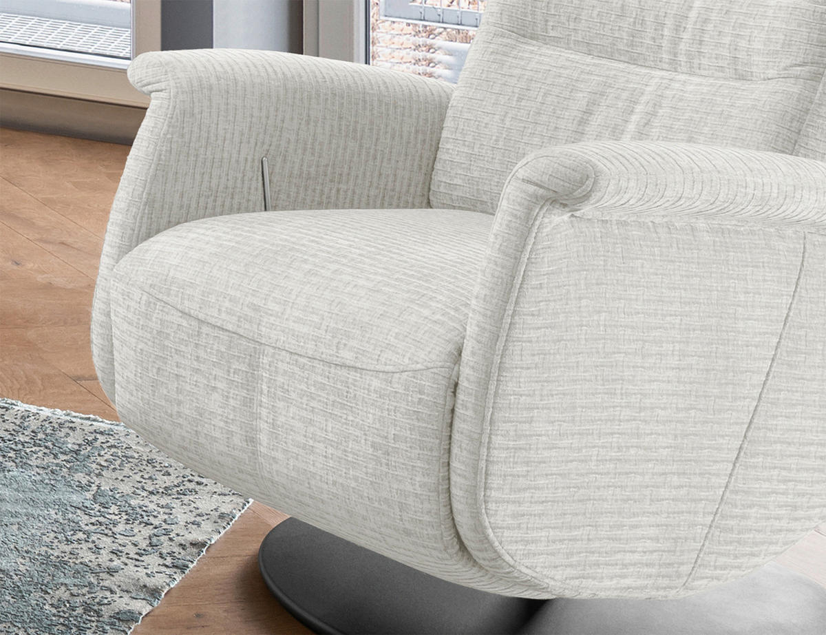 RELAXSESSEL in Textil Weiss  - Weiss/Schwarz, Modern, Textil/Metall (72/118/85-165cm) - Livetastic