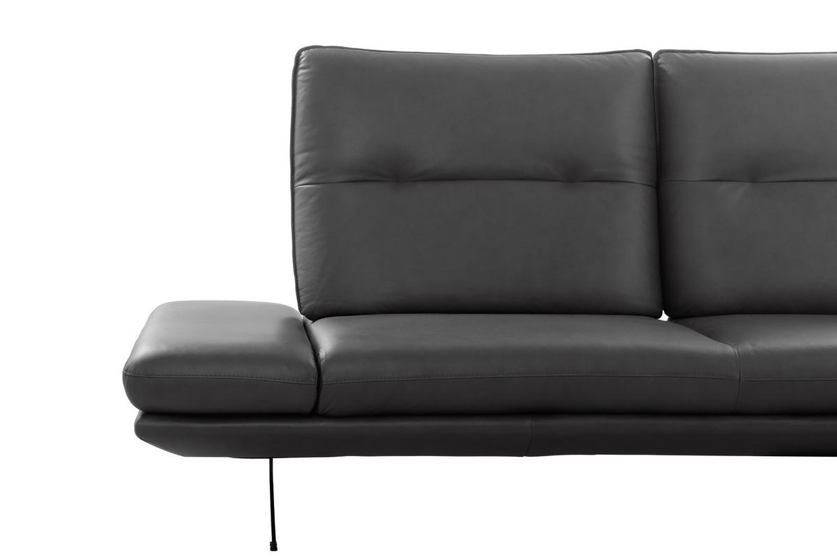 3-SITZER-SOFA 238/95/107 cm  in Echtleder Dunkelgrau   - Dunkelgrau/Schwarz, Design, Leder/Metall (238/95/107cm) - Celina Home