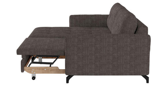 ECKSOFA in Flachgewebe, Leinenoptik Braun  - Schwarz/Braun, Design, Textil/Metall (170/242cm) - Xora