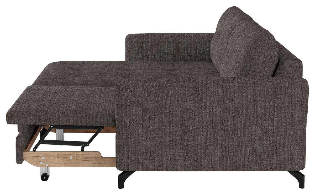 ECKSOFA in Flachgewebe, Leinenoptik Braun  - Schwarz/Braun, Design, Textil/Metall (170/242cm) - Xora