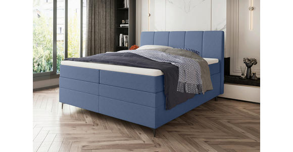 BOXSPRINGBETT 180/200 cm  in Blau  - Blau/Schwarz, KONVENTIONELL, Textil/Metall (180/200cm) - Carryhome