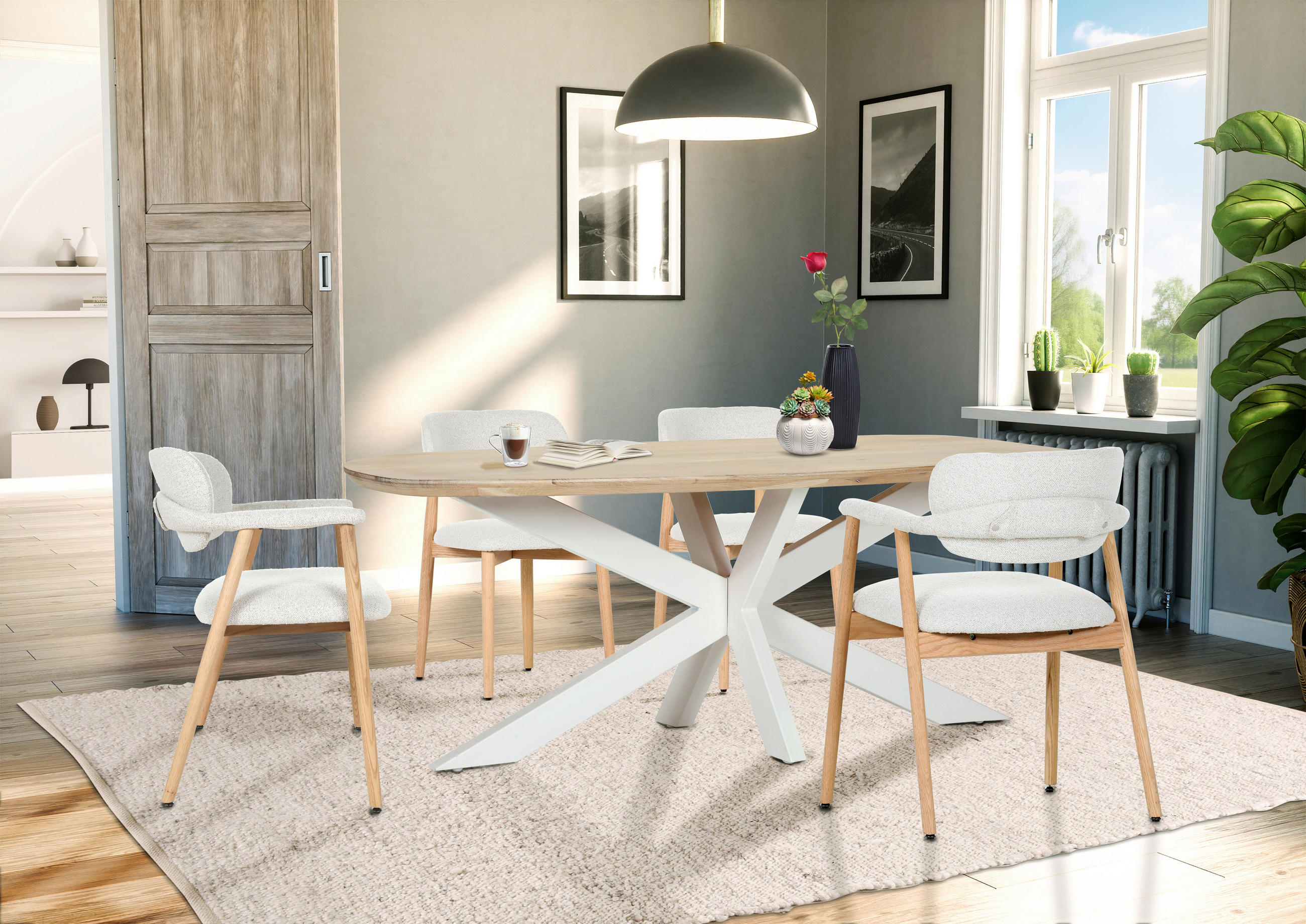 ARMLEHNSTUHL  in  - Beige/Naturfarben, MODERN, Holz/Textil (59/78/57cm) - Livetastic