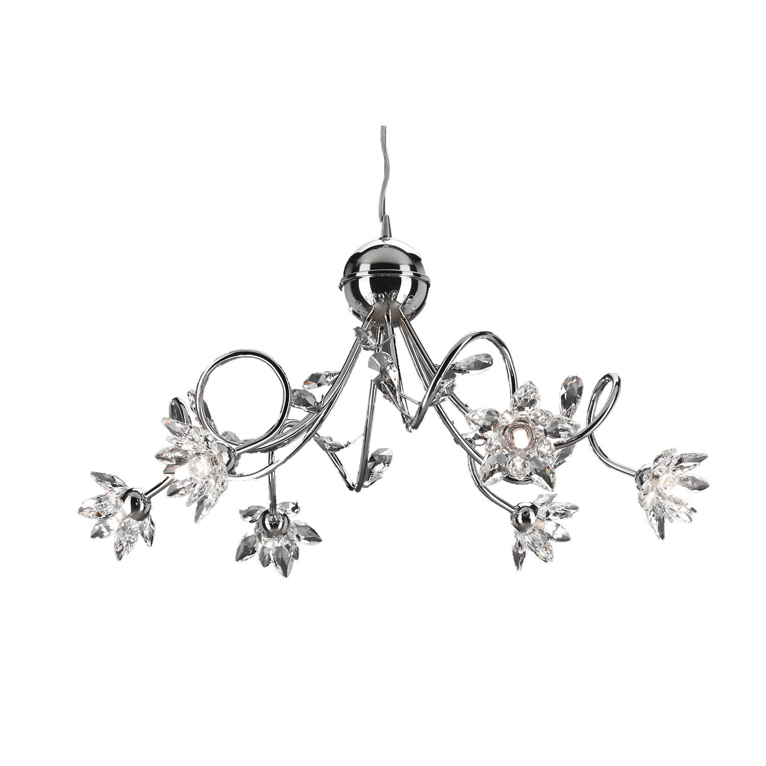HÄNGELEUCHTE 80/100 cm  - Chromfarben, KONVENTIONELL, Glas/Metall (80/100cm)