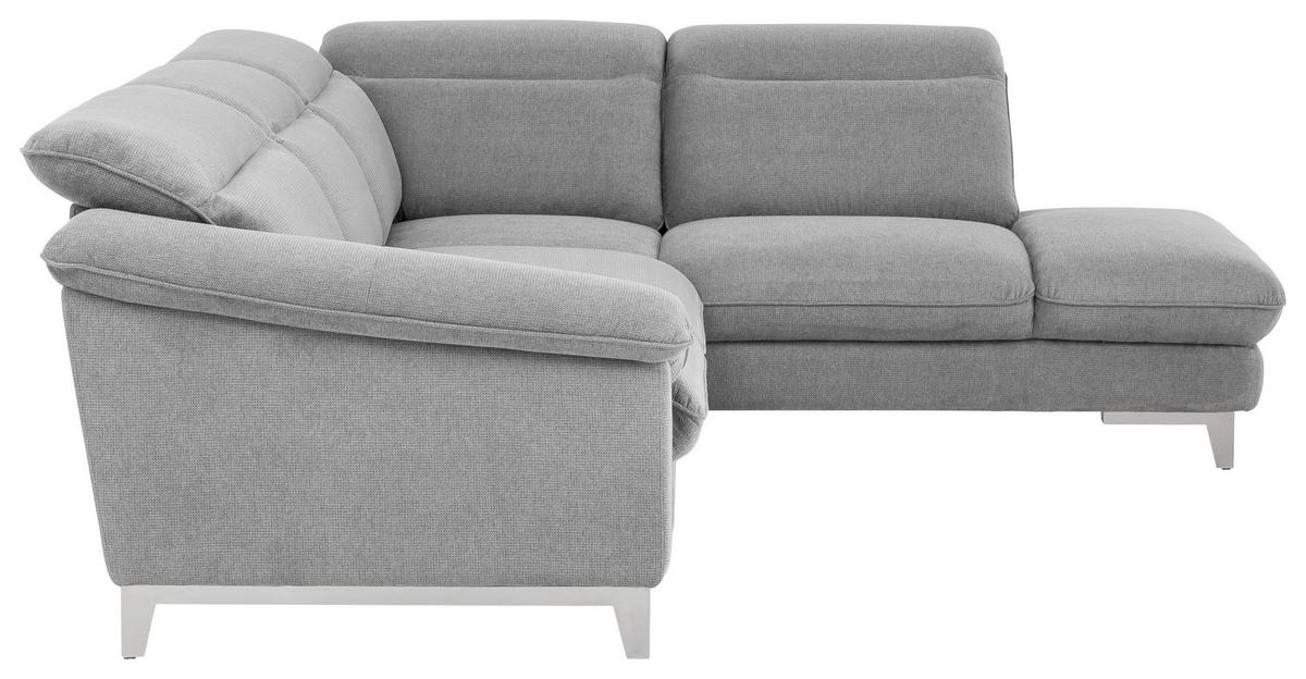 ECKSOFA in Chenille Hellgrau  - Chromfarben/Hellgrau, Design, Textil/Metall (293/232cm) - Livetastic
