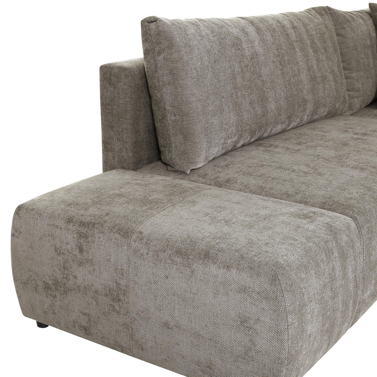 ECKSOFA in Flachgewebe Hellbraun  - Hellbraun/Schwarz, Konventionell, Kunststoff/Textil (295/200cm) - Carryhome