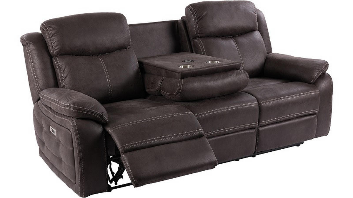 RECLINERSOFFA i brun  - brun/svart, Klassisk, metall/trä (219/105/99cm) - Best Price