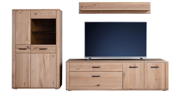 WOHNWAND 3-teilig in Eichefarben 302/179/50 cm - Eichefarben/Anthrazit, KONVENTIONELL, Glas/Holz (302/179/50cm) - Cantus
