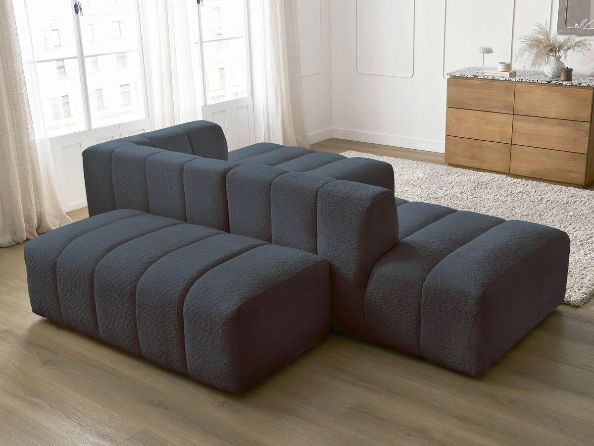 ECKSOFA  ANNECY Dunkelblau Bouclé  - Schwarz/Dunkelblau, MODERN, Kunststoff/Textil (262/170cm)