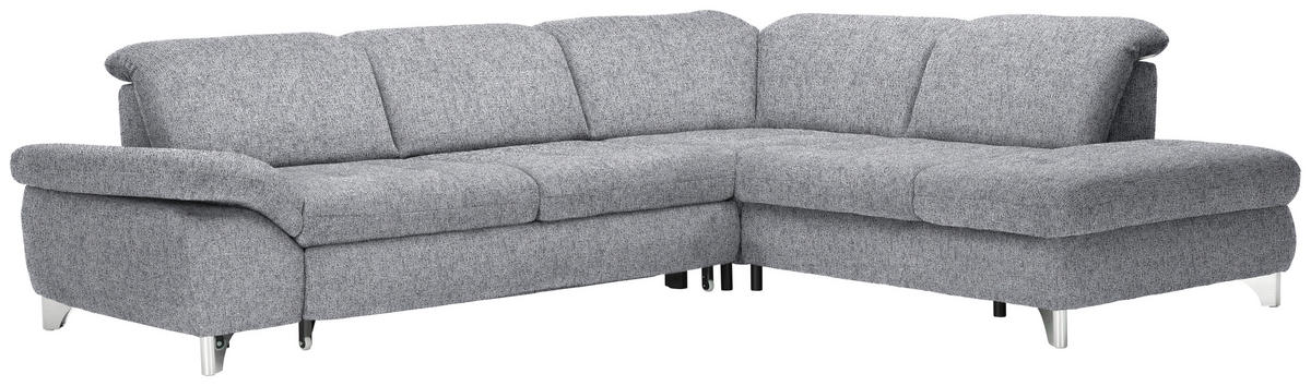 ECKSOFA in Webstoff Grau  319/260 cm  - Chromfarben/Grau, Design, Textil/Metall (319/260cm) - Beldomo Style