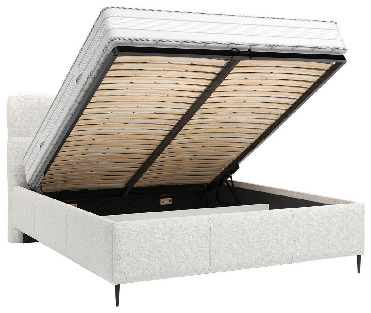 POLSTERBETT gepolstertes Kopfteil, Lattenrost 200/200 cm  in Naturfarben  - Schwarz/Bronzefarben, Design, Holz/Textil (200/200cm) - Boxxx