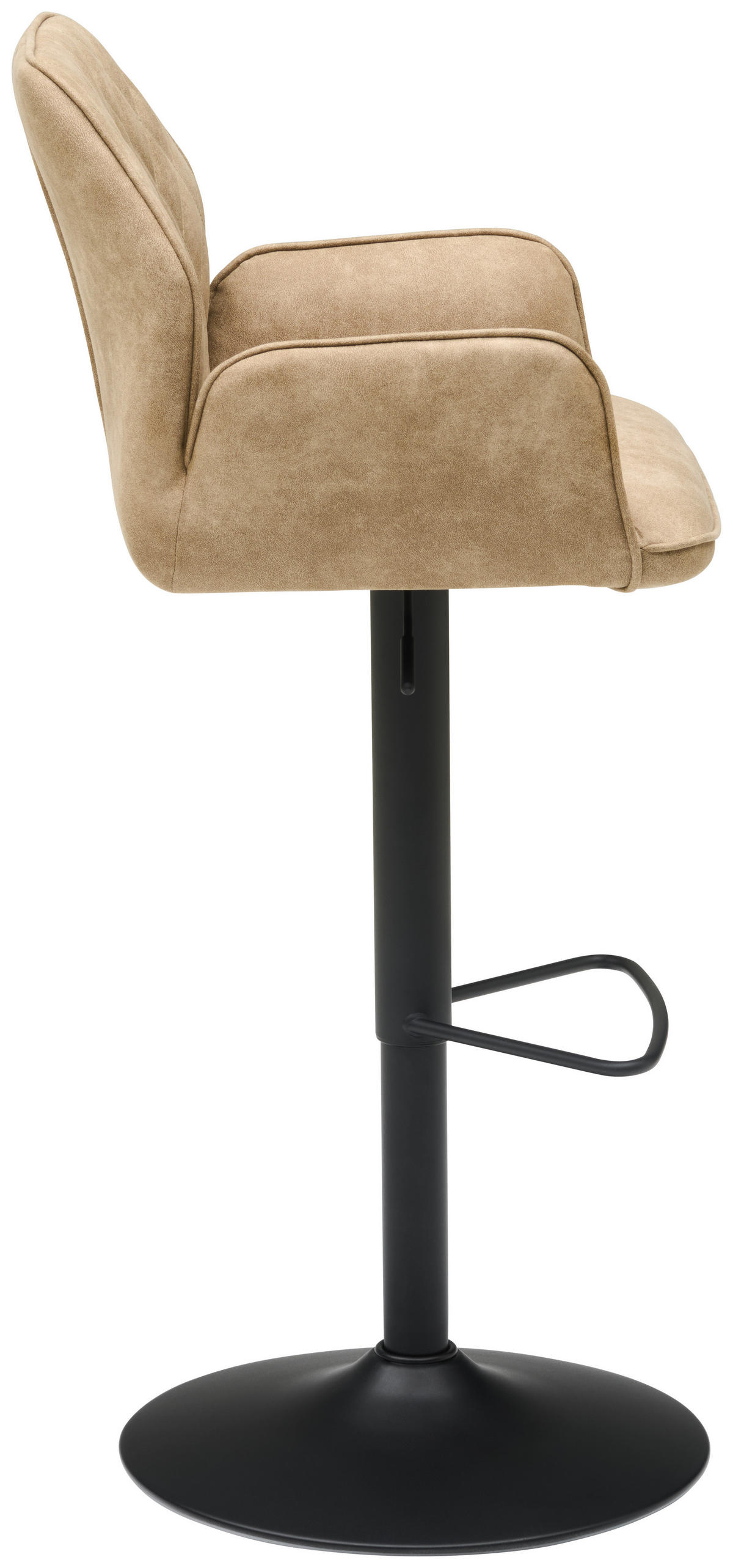 BARHOCKER Webstoff Schwarz, Beige Eisen  - Beige/Schwarz, KONVENTIONELL, Textil/Metall (51/90-111/52cm) - MID.YOU
