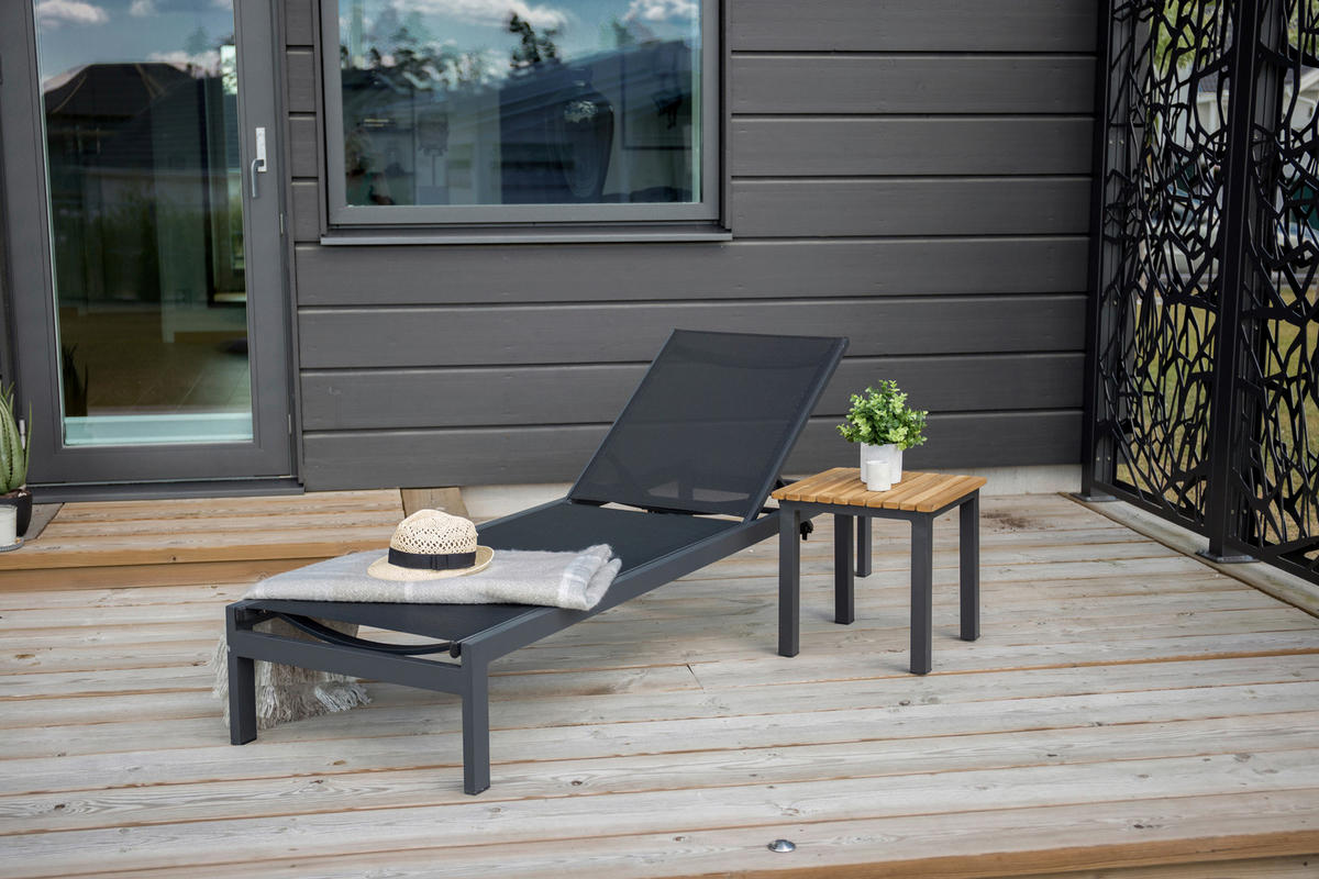 SONNENLIEGE 60/30/195 cm  - Schwarz, KONVENTIONELL, Metall (60/30/195cm) - Gardenson