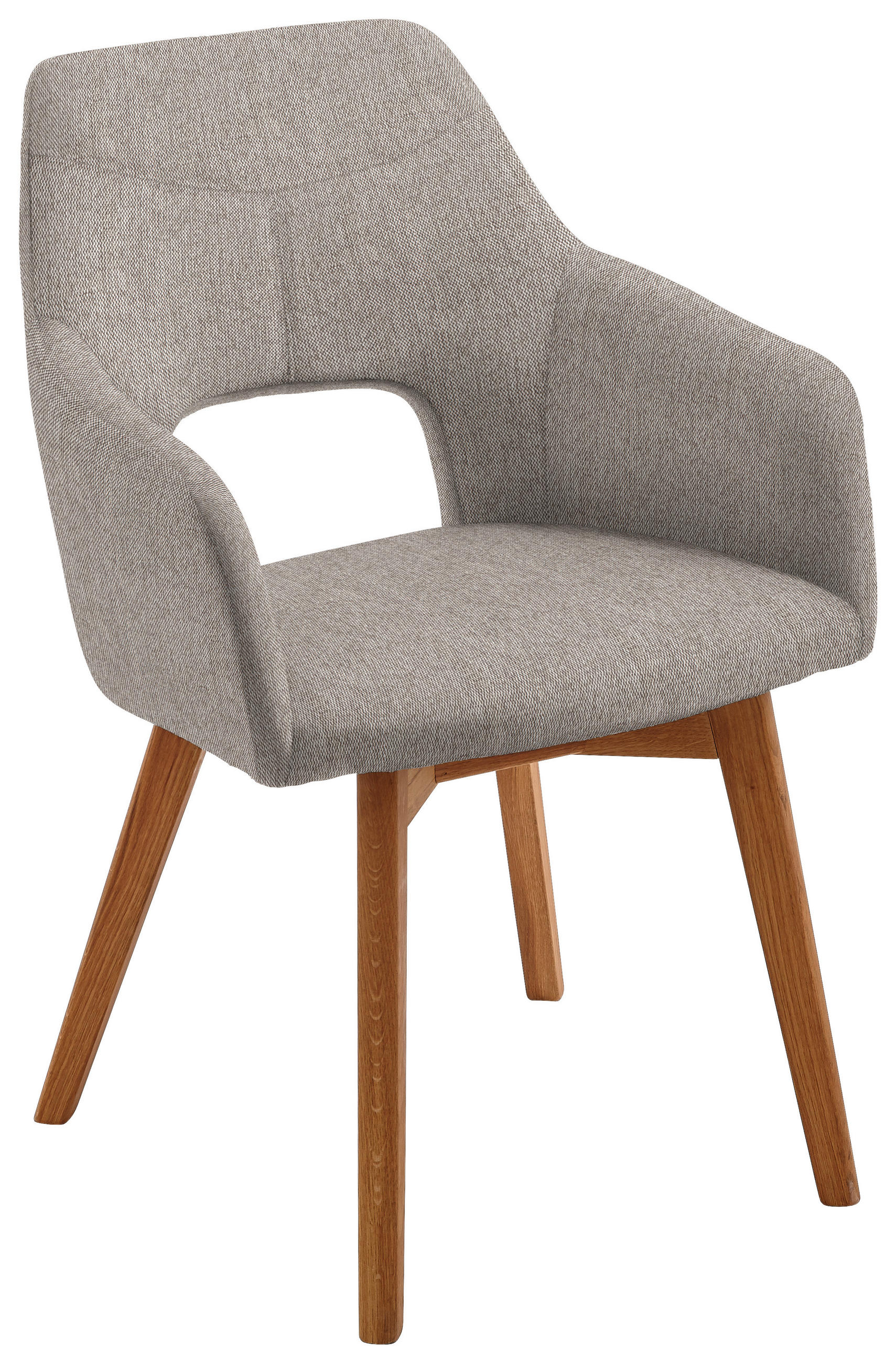 ARMLEHNSTUHL drehbar  Stoffauswahl, Typenauswahl, Sitzfläche 180° drehbar, automatische Rückholfunktion Webstoff  - Eichefarben/Cappuccino, Design, Holz/Textil (57/84/57cm) - Voleo