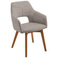 ARMLEHNSTUHL drehbar  Stoffauswahl, Typenauswahl, Sitzfläche 180° drehbar, automatische Rückholfunktion Webstoff  - Eichefarben/Cappuccino, Design, Holz/Textil (57/84/57cm) - Voleo