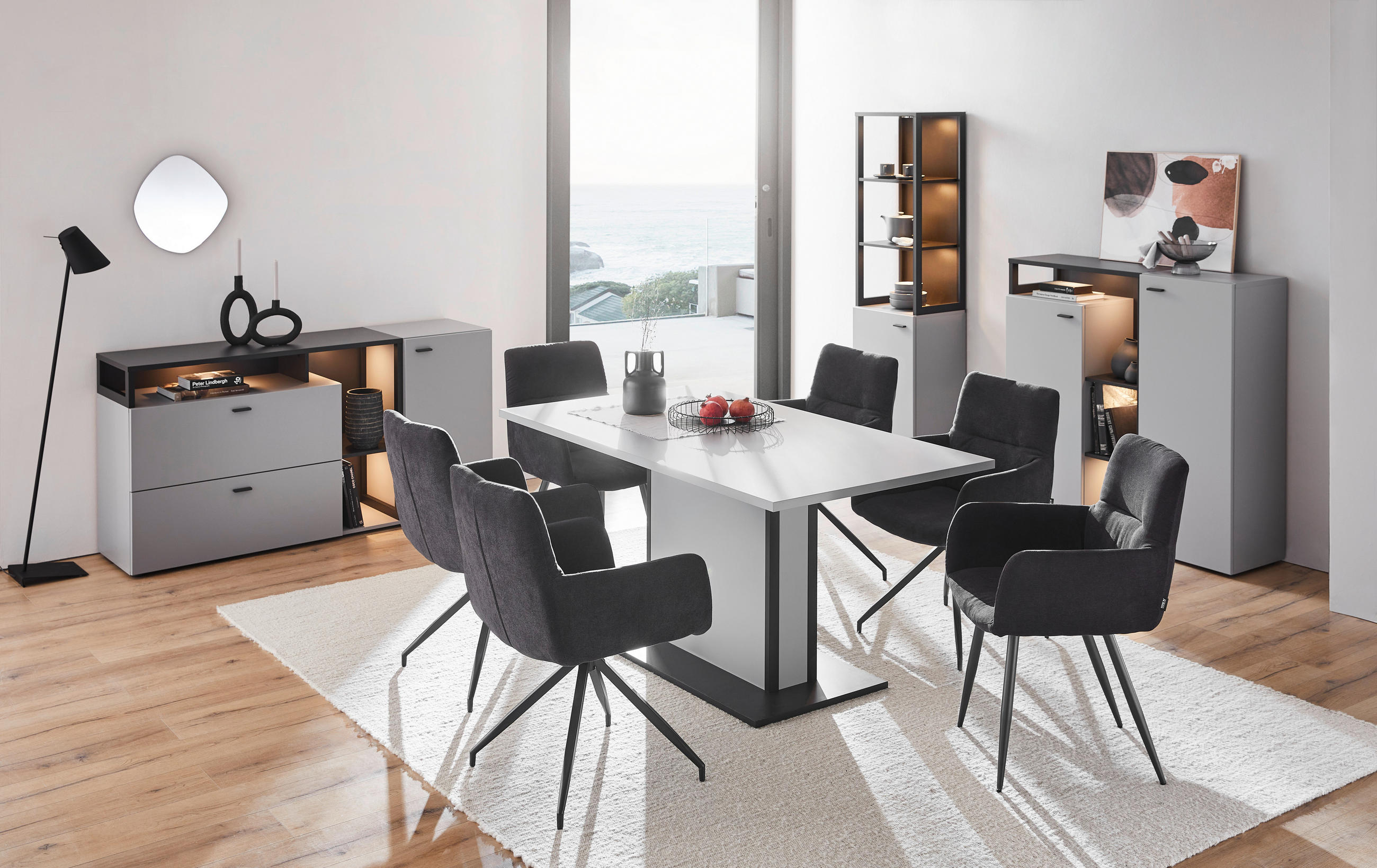 ESSTISCH 160/90/78 cm Anthrazit, Grau rechteckig - Anthrazit/Grau, Design (160/90/78cm) - Hom`in