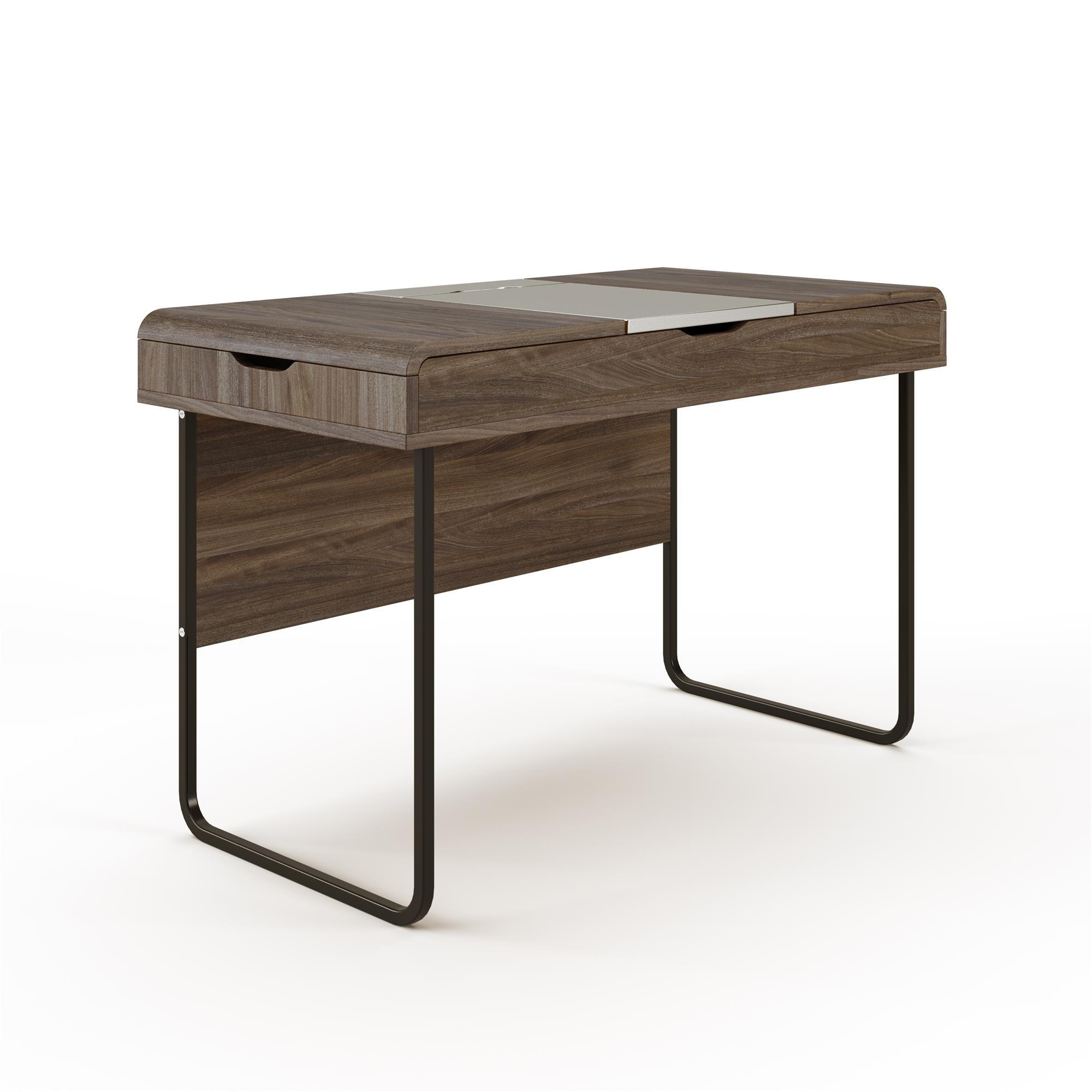 SCHREIBTISCH 118/76/59 cm  in Walnussfarben  - Walnussfarben/Schwarz, Design, Holzwerkstoff/Metall (118/76/59cm) - MID.YOU