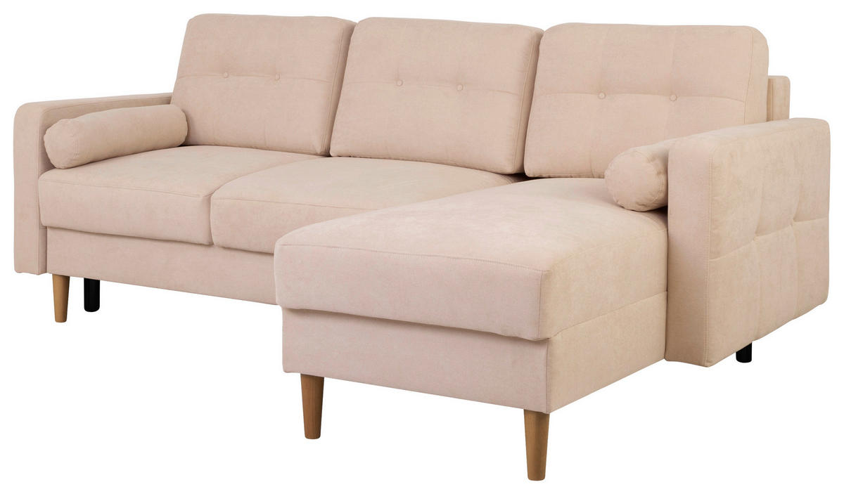 ECKSOFA in Beige  - Beige/Buchefarben, Design, Holz/Textil (223/157cm) - MID.YOU