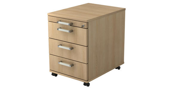 ROLLCONTAINER 42,8/59/58 cm  - Chromfarben/Eichefarben, KONVENTIONELL, Holzwerkstoff/Kunststoff (42,8/59/58cm) - Venda