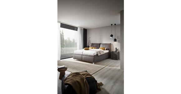 POLSTERBETT Matratze, Lattenrost, Bettkasten 180/200 cm  in Grau  - Chromfarben/Birkefarben, KONVENTIONELL, Holz/Textil (180/200cm) - Dieter Knoll