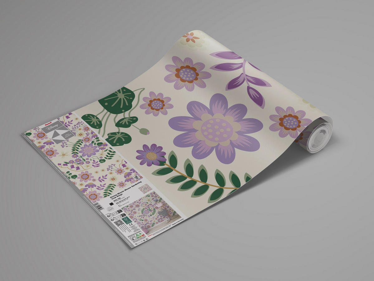 FOTOTAPETE MINNIE MOUSE GARDENING CLUB  - Lila/Naturfarben, Design, Textil (250/250cm) - Disney