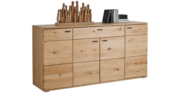 SIDEBOARD Eichefarben 180/90/44 cm - Eichefarben/Schwarz, Natur, Holz/Holzwerkstoff (180/90/44cm) - Hom`in
