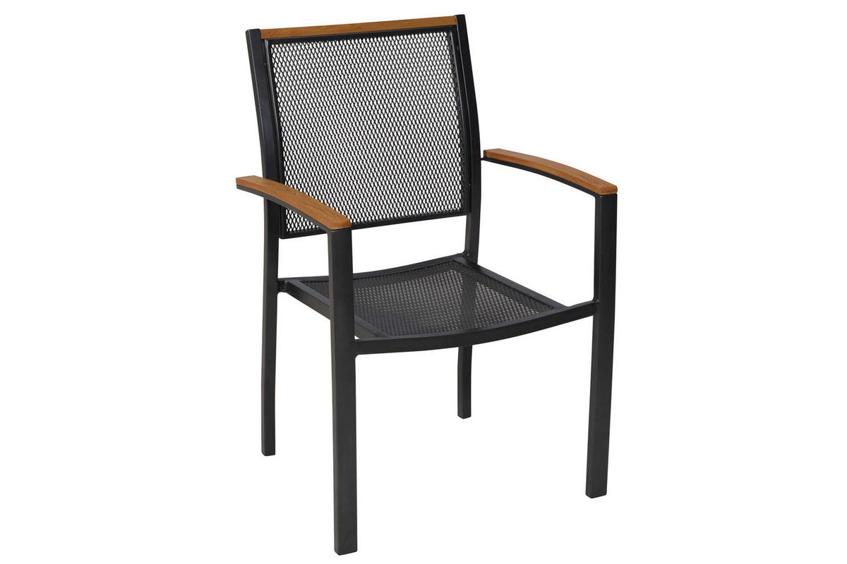 GARTENTISCHGRUPPE  - Graphitfarben/Naturfarben, KONVENTIONELL, Kunststoff/Metall - Gardenson