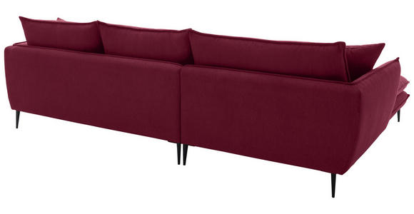 ECKSOFA  in Webstoff Bordeaux  196/304 cm  - Bordeaux/Schwarz, KONVENTIONELL, Textil/Metall (196/304cm) - Hom`in