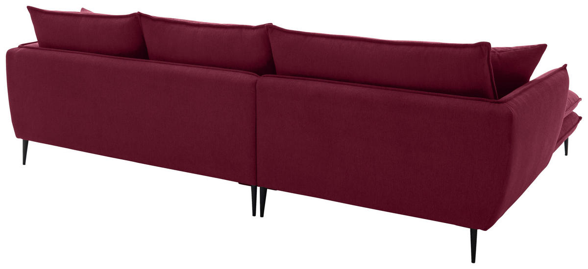 ECKSOFA Bordeaux Webstoff  - Bordeaux/Schwarz, KONVENTIONELL, Textil/Metall (196/304cm) - Hom`in