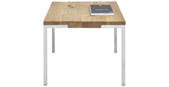 COUCHTISCH Eiche massiv 50/50/40 cm quadratisch Eichefarben, Edelstahlfarben - Edelstahlfarben/Eichefarben, Design, Holz/Metall (50/50/40cm) - Novel