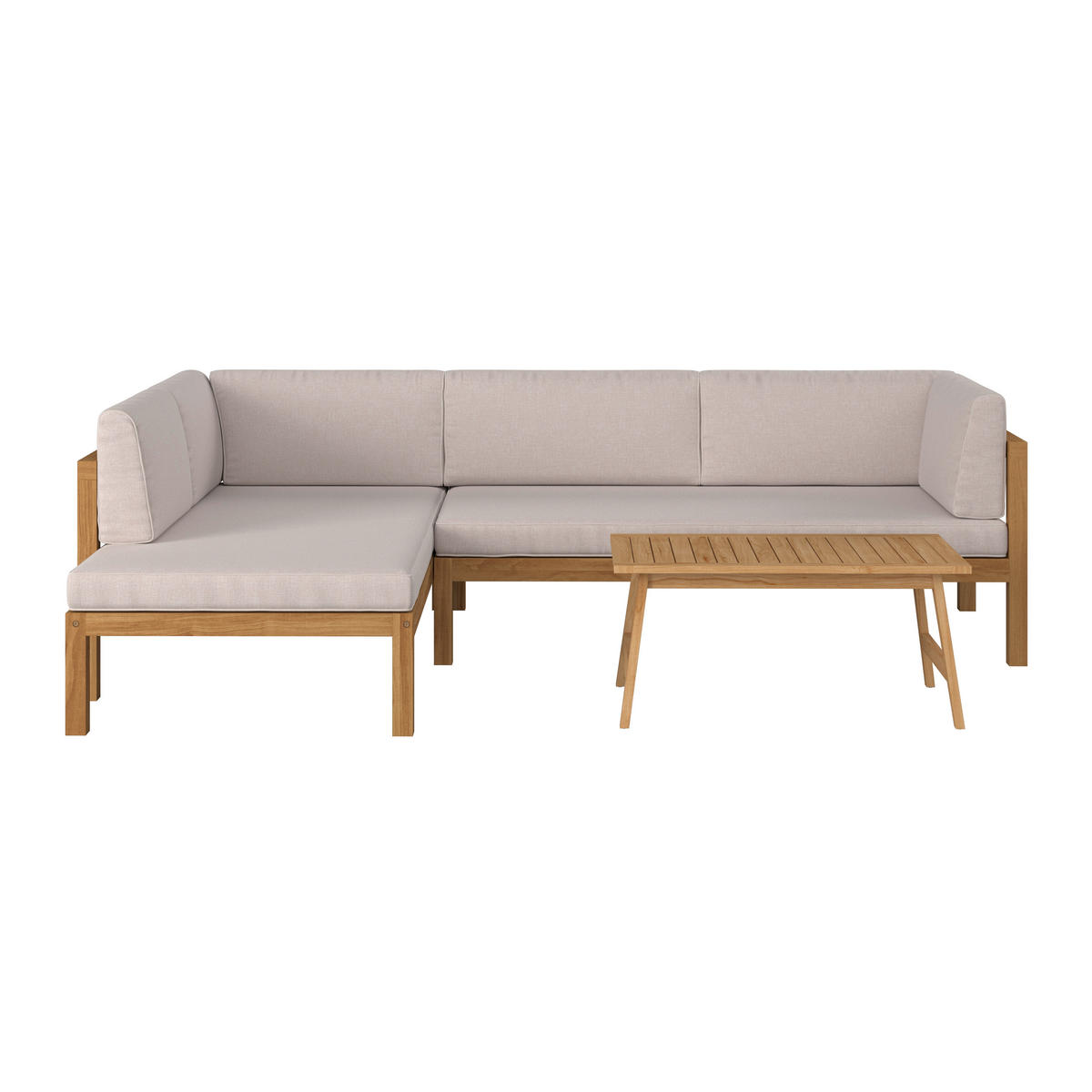 LOUNGEGARNITUR Akazie vollmassiv  - Beige/Naturfarben, MODERN, Holz/Textil (262/78/180cm) - Ambia Garden