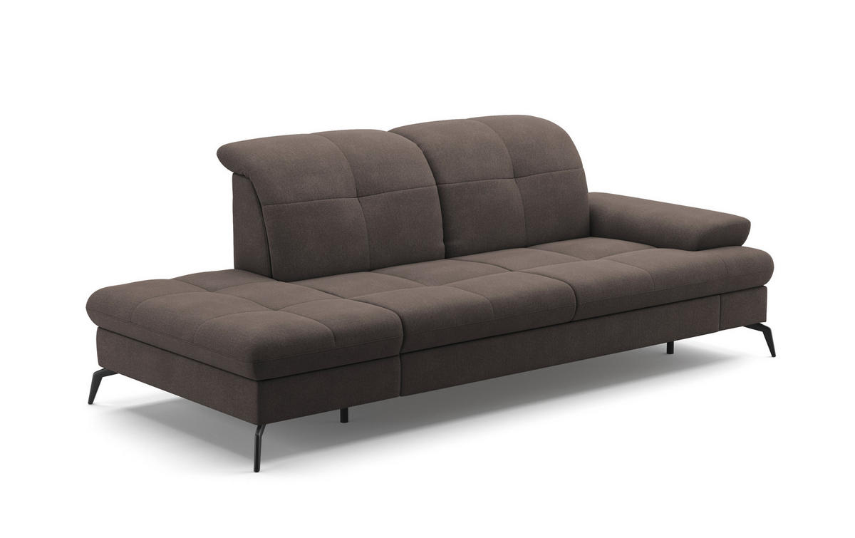 RÉCAMIERE in Flachgewebe Graphitfarben  - Schwarz/Graphitfarben, Konventionell, Textil/Metall (231/90/122cm) - Sit & More