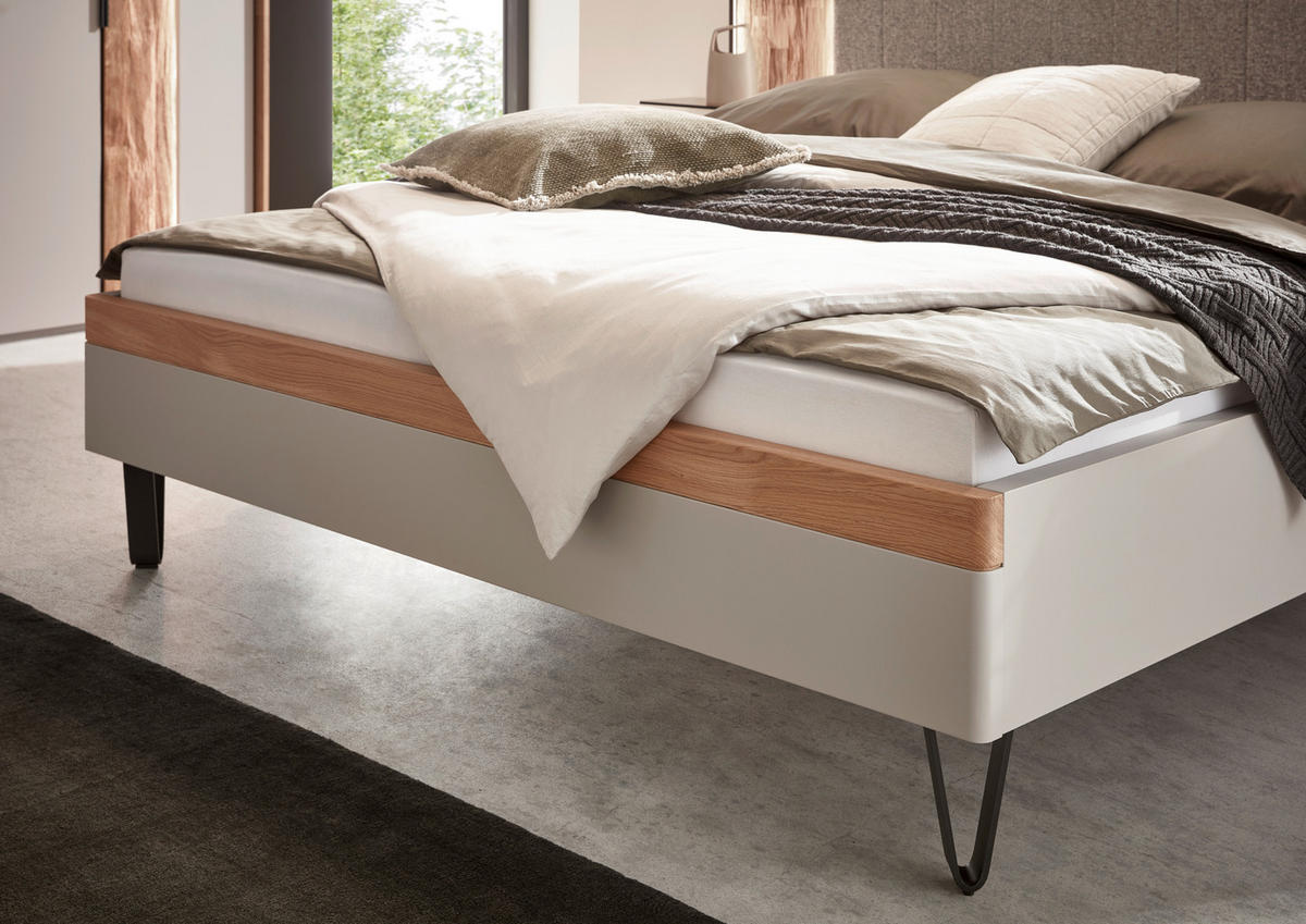 BETTANLAGE 180/200 cm  in Hellgrau, Wildeiche   - Wildeiche/Hellgrau, Design, Holz/Holzwerkstoff (180/200cm) - Dieter Knoll