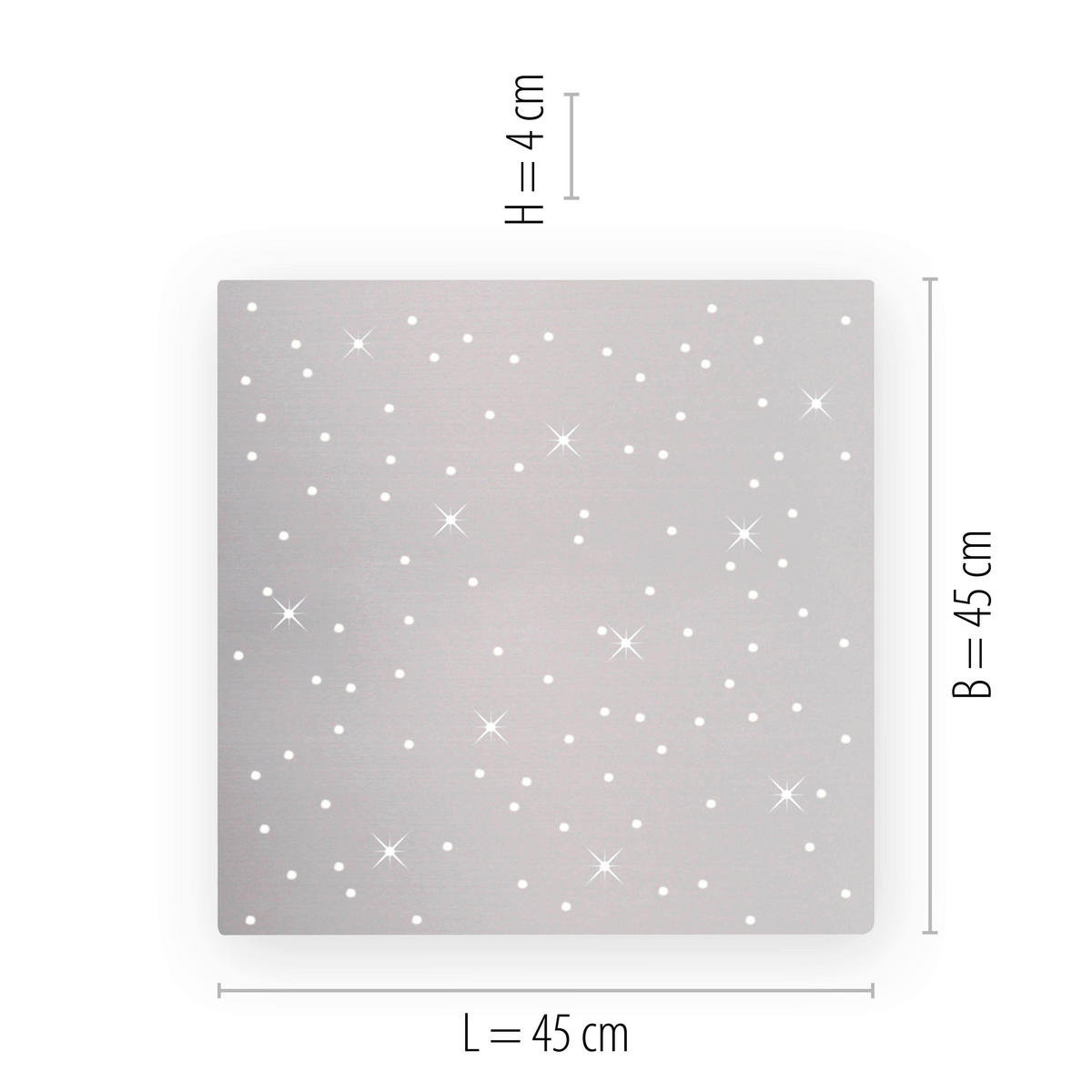 DECKENLEUCHTE Sparkle 45/45/5 cm   - Silberfarben, Design, Metall (45/45/5cm)